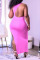 Pink Sexy Print Split Joint Backless Slit Asymmetrical O Neck Irregular Dress Dresses