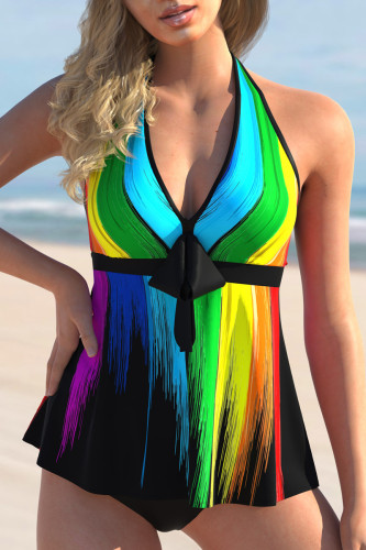Colour Fashion Sexy Print Patchwork Backless Swimwears