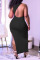 Black Sexy Print Split Joint Backless Slit Asymmetrical O Neck Irregular Dress Dresses