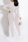 White Fashion Sexy Patchwork Hot Drilling See-through Slit O Neck Evening Dress