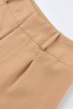 Khaki Fashion Casual High Waist Trousers