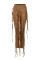 Red Fashion Casual Solid Tassel Split Joint Regular High Waist Pencil Trousers