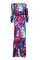 Red Fashion Casual Long Sleeve Bateau Neck Off The Shoulder Short Print Two Pieces