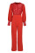 Red Sexy Solid Split Joint See-through O Neck Straight Jumpsuits