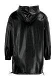 Black Fashion Casual Solid Patchwork Zipper Hooded Collar Tops