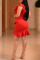 Tangerine Red Sexy Solid Split Joint Flounce Asymmetrical V Neck Irregular Dress Dresses