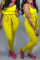 Yellow Fashion Casual Solid Vests Pants U Neck Sleeveless Two Pieces