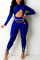 Blue Sexy Solid Hollowed Out Split Joint Asymmetrical Regular Jumpsuits (Without Belt)