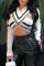 Camel Sexy Hollowed Out Patchwork Asymmetrical V Neck Tops