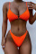 Tangerine Red Sexy Solid Split Joint Swimwears
