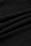 Black Casual Print Patchwork Asymmetrical O Neck Short Sleeve Dress Plus Size Dresses