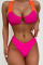 Rose Red Sexy Solid Split Joint Valentines Day Swimwears