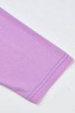 Light Purple Casual Print Patchwork O Neck A Line Dresses