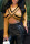 Camel Sexy Hollowed Out Patchwork Asymmetrical V Neck Tops