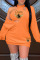 Orange Fashion Sexy Print Basic O Neck Long Sleeve Two Pieces