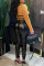 Camel Sexy Hollowed Out Patchwork Asymmetrical V Neck Tops