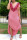 Pink Fashion Casual Print Slit V Neck Short Sleeve Dress