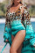 Green Sexy Print Leopard Patchwork Swimwears