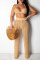 Green Yellow Sexy Solid Hollowed Out Patchwork Halter Sleeveless Two Pieces