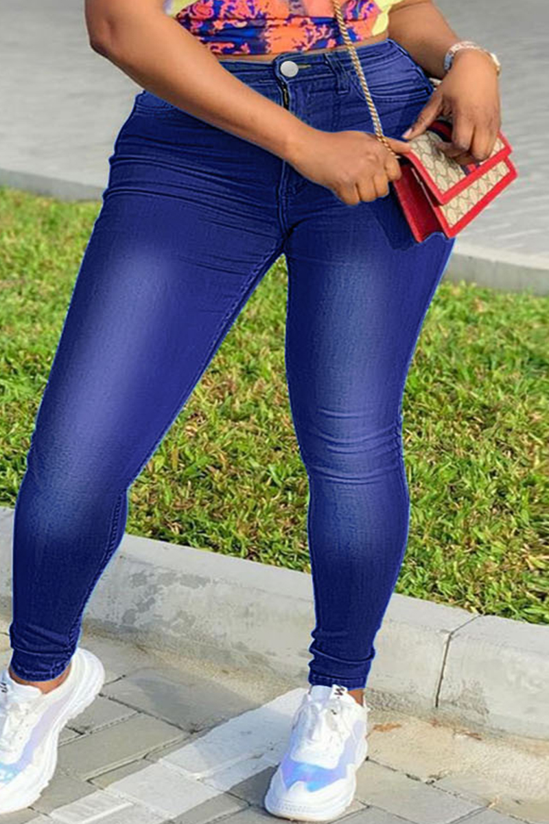 

Deep Blue Fashion Casual The stars Split Joint Plus Size Jeans