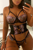 Black Sexy Embroidered Patchwork Valentines Day Lingerie