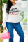 White Fashion Casual Print Split Joint Letter O Neck Tops