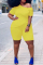 Yellow Fashion Casual Solid Basic Plus Size Two Pieces