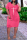 Rose Red Fashion Casual Print Basic V Neck Short Sleeve Dress