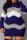 Blue Casual Striped Print Patchwork O Neck Pencil Skirt Plus Size Dresses