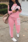 Pink Fashion Casual Letter Print Basic O Neck Long Sleeve Two Pieces