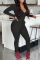 Lake Blue Fashion Casual Solid With Belt V Neck Skinny Jumpsuits