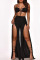 Black Sexy Solid Split Joint Slit Off the Shoulder Sleeveless Two Pieces