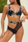 Black Fashion Sexy Letter Patchwork Hollowed Out Backless Swimwears