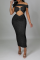 Black Sexy Patchwork Hollowed Out Off the Shoulder Pencil Skirt Dresses