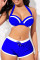 Blue Fashion Sexy Patchwork Solid Backless Swimwears