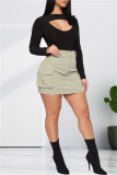 Black Sexy Casual Solid Hollowed Out O Neck Long Sleeves Skinny Romper