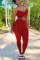 Red Fashion Sexy Solid Bandage Backless V Neck Sleeveless Two Pieces