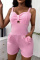 Pink Sexy Casual Solid Hollowed Out Backless Spaghetti Strap Skinny Romper