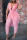 Pink Plus Size Sexy Patchwork Solid See-through Mesh V Neck Plus Size Jumpsuits