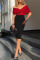 Red Work Elegant Solid Patchwork With Belt V Neck One Step Skirt Dresses