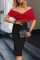 Red Work Elegant Solid Split Joint With Belt V Neck One Step Skirt Dresses