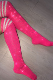 Red Casual Striped Print Patchwork Hot Drill Stocking