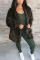 BlackishGreen Fashion Casual Hooded Collar Solid Velvet Coats