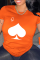 Orange Fashion Casual Print Split Joint O Neck T-Shirts