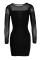 Silver Fashion Sexy Patchwork Patchwork See-through O Neck Long Sleeve Dress