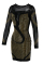 Silver Fashion Sexy Patchwork Patchwork See-through O Neck Long Sleeve Dress