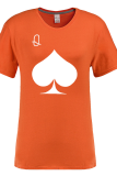 Orange Fashion Casual Print Patchwork O Neck T-Shirts