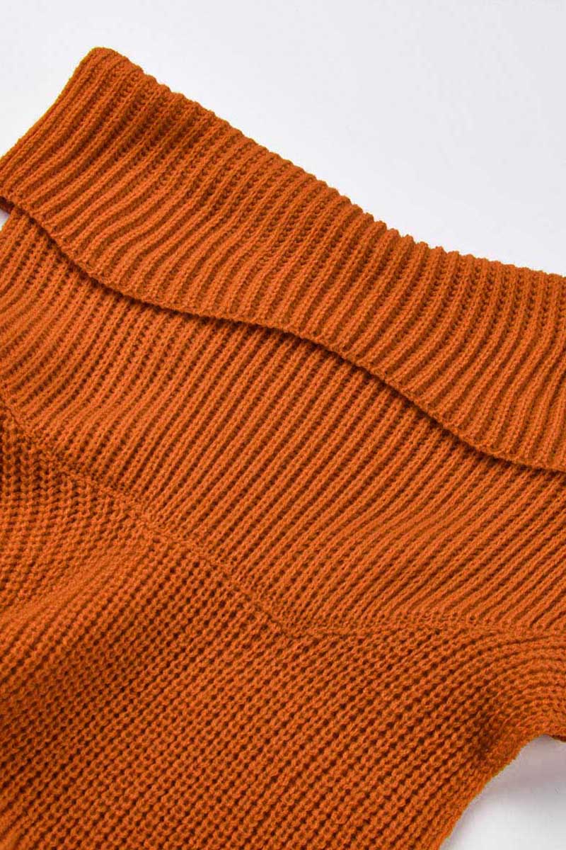 Casual Simplicity Solid Slit Turtleneck Tops(No Belt)