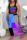 Blue Black Fashion Sexy Print Basic U Neck Plus Size Two Pieces