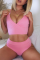 Pink Casual Vacation Solid Split Joint Swimwears